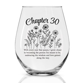 Perfectinsoy Chapter 30 Stemless Wine Glass, Time Commemorative 30th Wine Glass, Motivational 30th Birthday Gifts for Men Women Friends Coworkers Sister Brother Congratulation Party