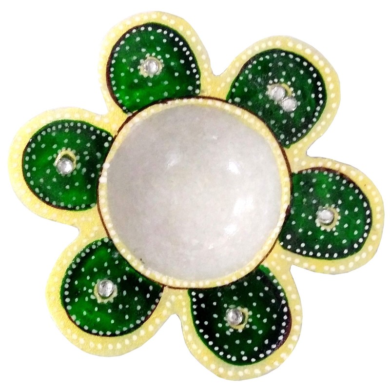 Purpledip Gorgeous Marble Diya Oil Lamp T Light Holder: Glowing