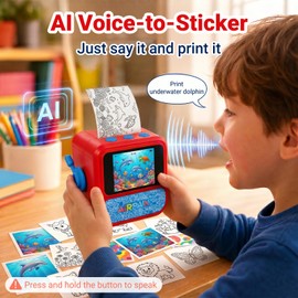 FamilyKit AI Voice Sticker Printer - Smart Thermal Sticker Maker with 6 Art Modes for Kids, Mini Sticker Machine Box for Home, Office, Study & DIY Projects, Creative Toy Gift for Boys Girls Ages 3+
