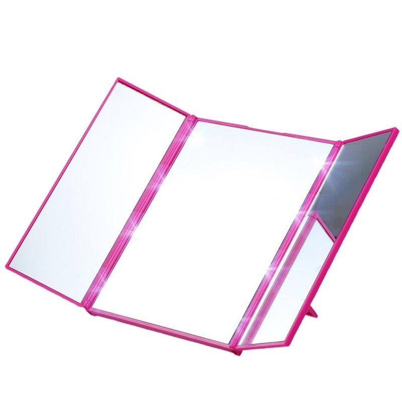 LED Trifold Makeup Mirror 360 Degree Tri Fold Led Illuminated