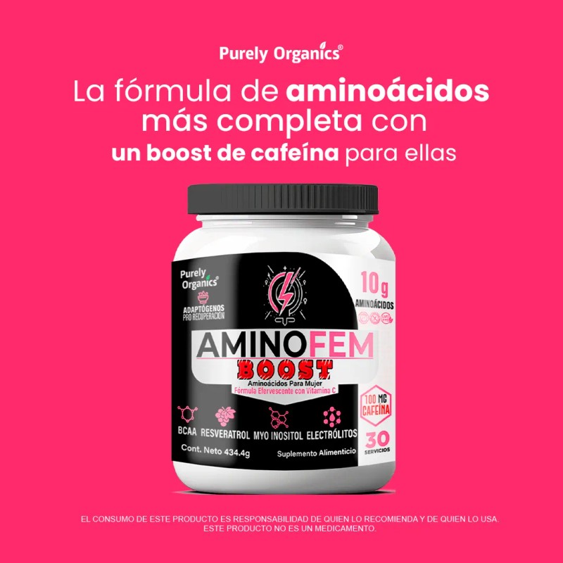 AminoFem Boost Aminoácidos para Mujer con Cafeína | 30 Servicios