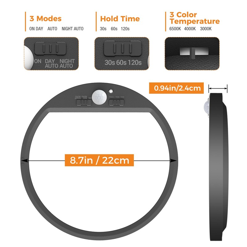 Slochi Motion Sensor Ceiling Light Wired, 3000K/4000K/6500K Selectable LED Flush