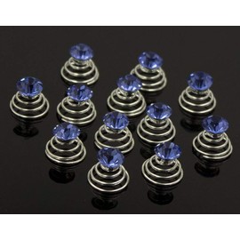 24 Pcs Gorgeous Rhinestones Hair Spirals Clips Shiny Metal Spiral Updo Prom Hair Pins Swirl Hair Twists Coils Wedding Hair Clips (Blue)