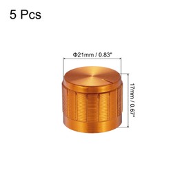 uxcell 5pcs Potentiometer Knob Knurled Shaft Golden Aluminum 6mm Shaft Dia. Rotary Knob 21mmx17mm Guitar Volume Control Knob