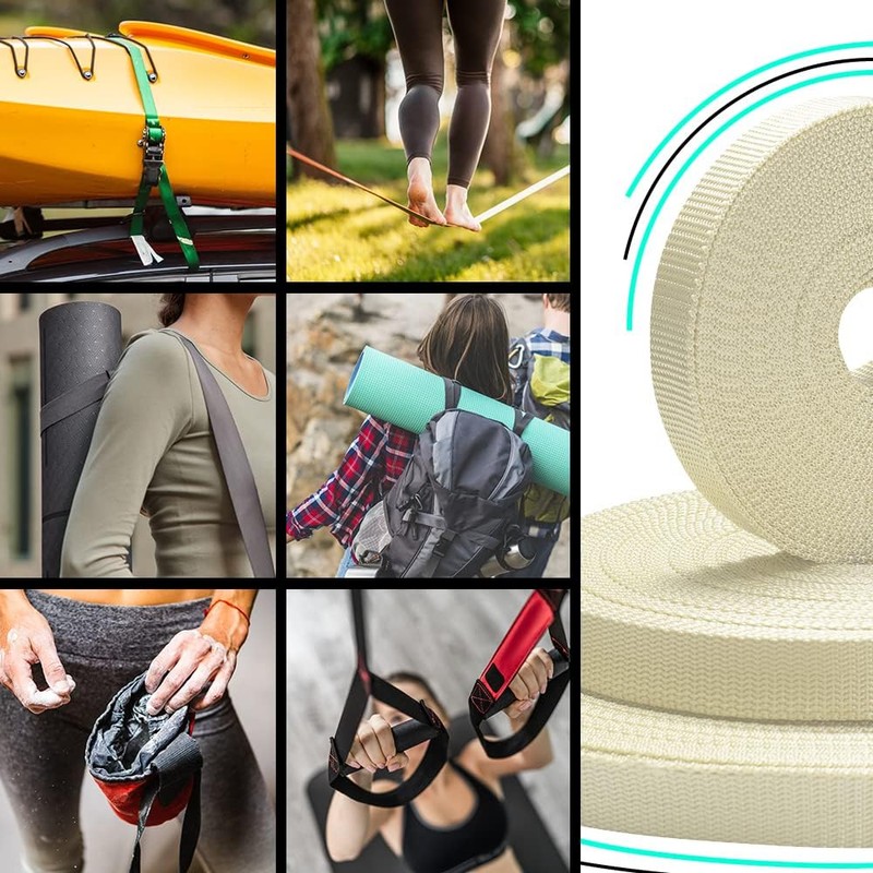 TECEUM 1.5 Inch Webbing – Cream – 10 Yards –