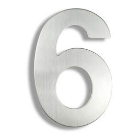 HASWARE 304 Stainless Steel Modern House Number Powder Coating Stylish Door Alphabet Plaque Street Home Decor (6, 6 Inch Silver)