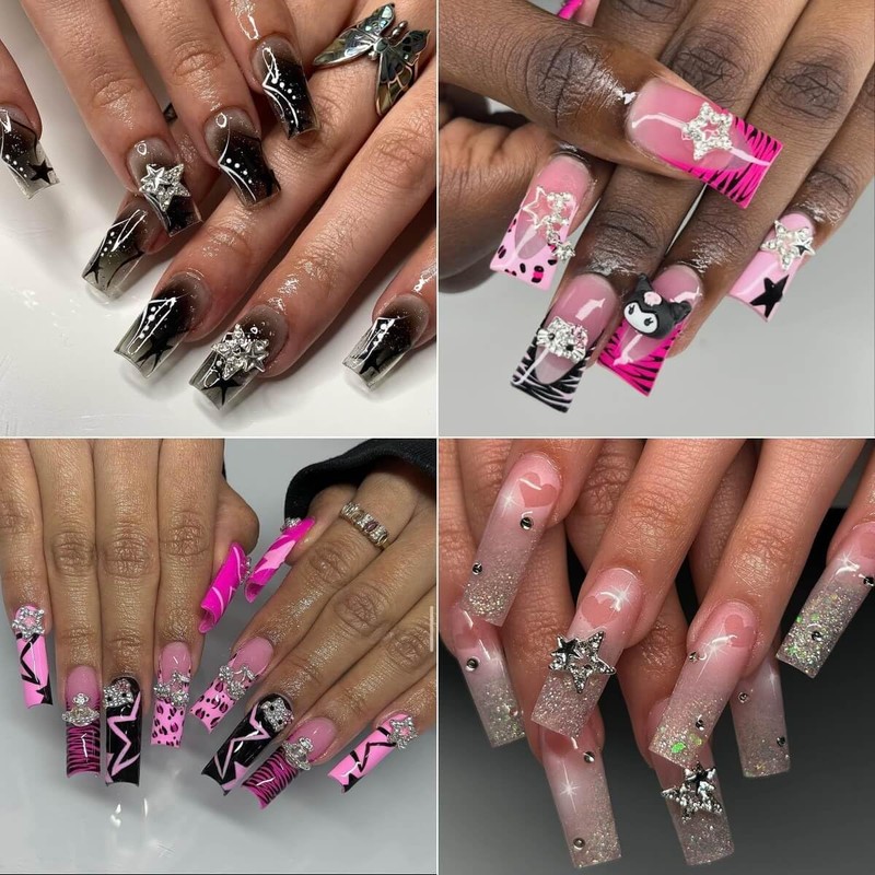 rythsans 56 pcs Bulk Set for Kitty Nails, Kawaii Bling