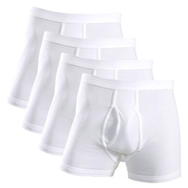 HERMKO 3940 Pack of 4 Men's Pageant Panties with Fly and Cut Leg High Waistband/Waist Made from 100% Organic Cotton, White
