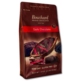 Bouchard Premium Belgian Dark Chocolate with 72% Cacao | Individually Wrapped Pieces (2 LB)