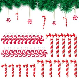 Christmas Tree Decorations, Pack of 35 Plastic Red White Candy Canes for Hanging Christmas Decoration, Cute Christmas Tree Decorations Christmas Decoration (Red + Gold)