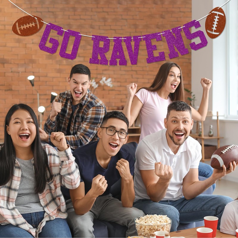 Go Ravens Banner - Ravens Football Party Decor, Football Game