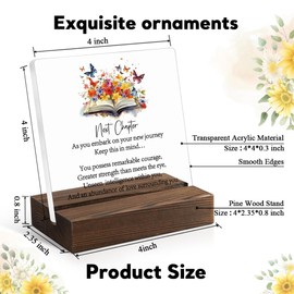 Juoqg Next Chapter Acrylic Sign with Wooden Stand, Coworker Leaving Gifts for Women, Going Away Gifts for Friends, New Chapter Gifts New Beginnings Plaque for Coworker, Retirement Gifts for Colleagues