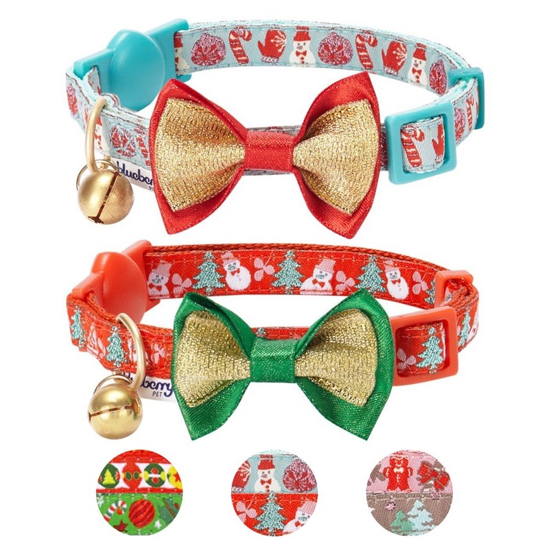 Blueberry Pet 3 Patterns Holiday Celebration Cat Collars