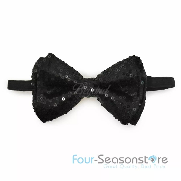 coool Black Color Tuxedo Classic BowTie Sequin Neckwear Adjustable Unisex