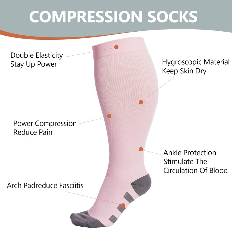 Abodhu Plus Size Compression Socks for Women& Men 15-20mmHg Wide