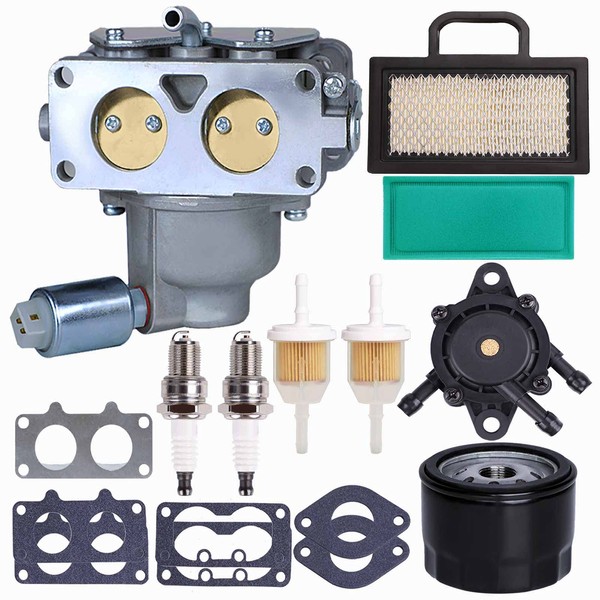 DUCTAIL 791230 Carburetor, Compatible with Briggs and Stratton 407777 20 - 25 HP V-Twin Engine, 699709 499804 Carburetor Kit for John Deere MIA10632 LA150 LA145 LA130 L120 with Lawn Mower Air Filter