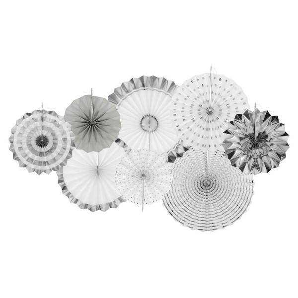 QUARKZMAN Hanging Paper Fans Party Set 8 Pieces Round Pattern