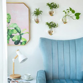 NUPTIO 4 Pcs Wall Hanging Glass Planters Plant Pot - Water Planting Vases Air Flower Vase Plant Terrariums Plant Container