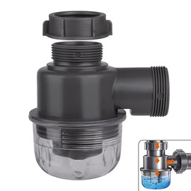 1-1/2"×1-1/2" Clear Removable Bottle Trap, P-Trap Replacement, Easy Cleaning, for Kitchen, Bathroom & Garbage Disposal Sink Drain (Grey, Male Thread)