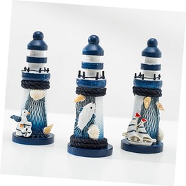 CLISPEED Wooden Lighthouse Ornament - Nautical Tabletop Decoration - for Bathroom or Theme Decor Unique Lighthouse Figurine for Ocean Lovers Ideal for