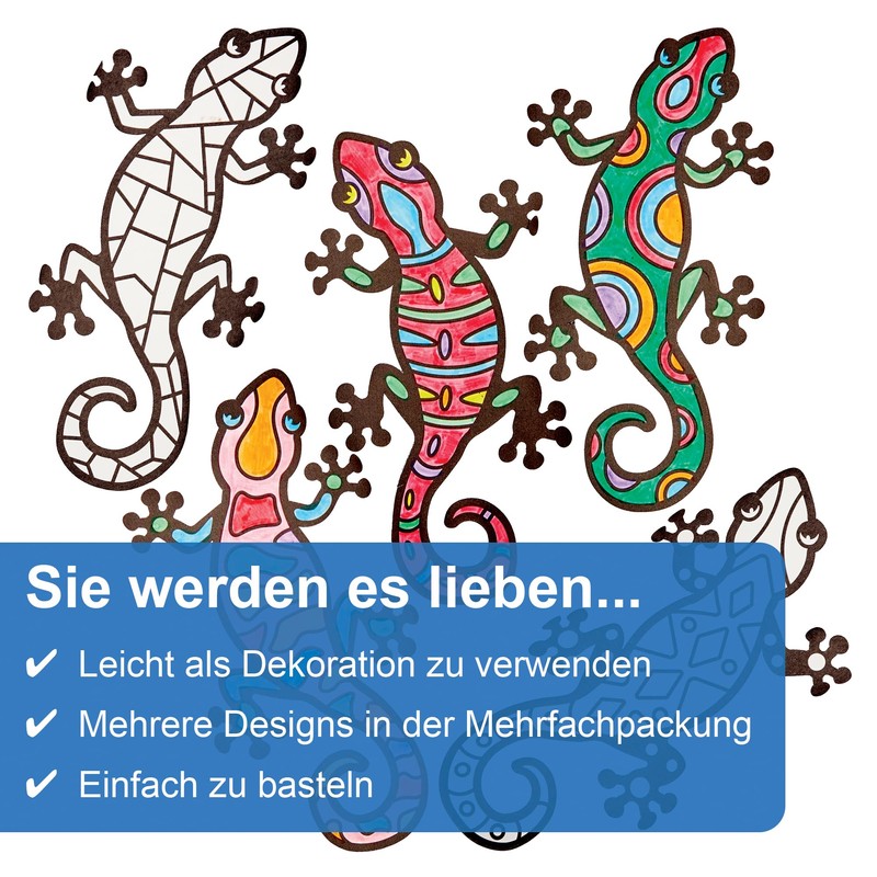 Baker Ross FN194 Gecko Lizard Window Decoration Set 15 Pack