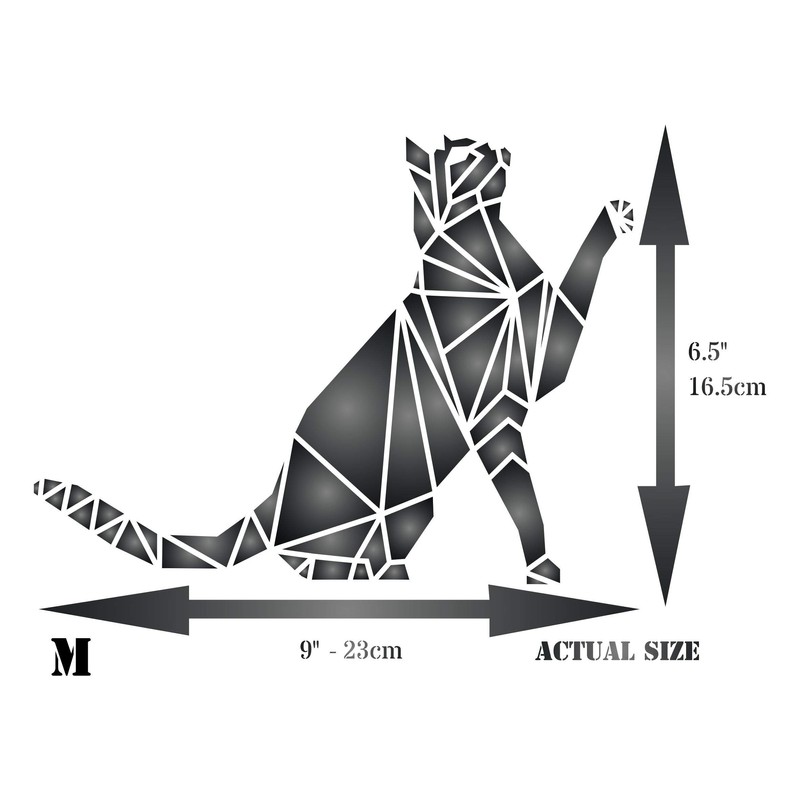 Cat Stencil - 23 x 16.5 cm - Reusable Geometric