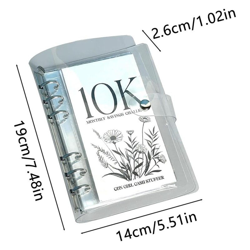 Peakloong 12-Month Money Saving Challenge Binder, 5K Goal, Cash Envelopes