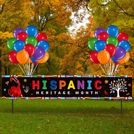 Irenare Hispanic Heritage Month Decorations Banner with 35 Balloons 8.2 x 1.5 ft Spanish Speaking Countries Fence Banner Latin American Banner for Hispanic Heritage Month Home Classroom Decor