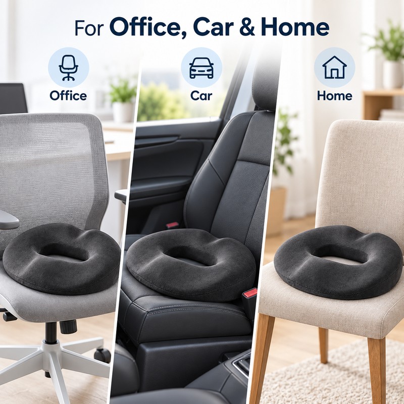 Memory Foam Seat Cushion for Office & Car – Ergonomic