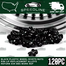 Speedline Automotive 120 x Black Plastic Wheel Rivets Nuts Rim Lip Replacement Alloys BBS Work Style