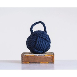 Creative Co-op Knot Cotton Door Stop Nautical Rope, Navy Blue