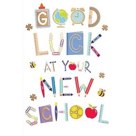 Good Luck at Your New School Greeting Card, Gold Foil Design, School Pencil Theme