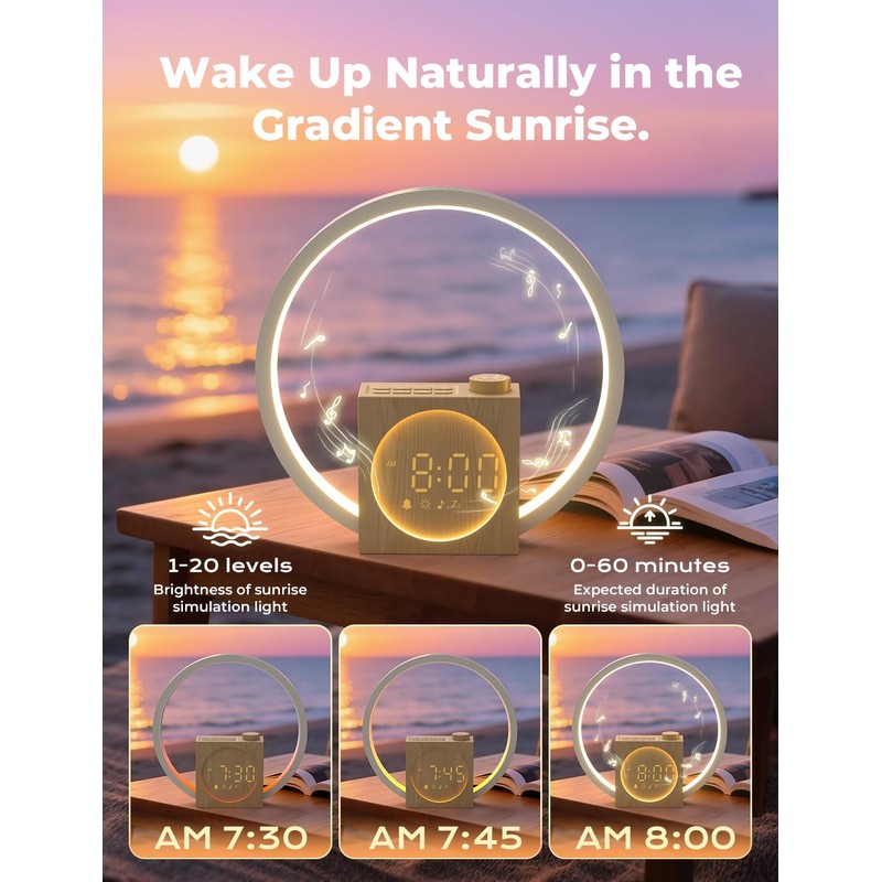LIORQUE Sunrise Alarm Clock Wake Up Light, 30 Soothing Sounds