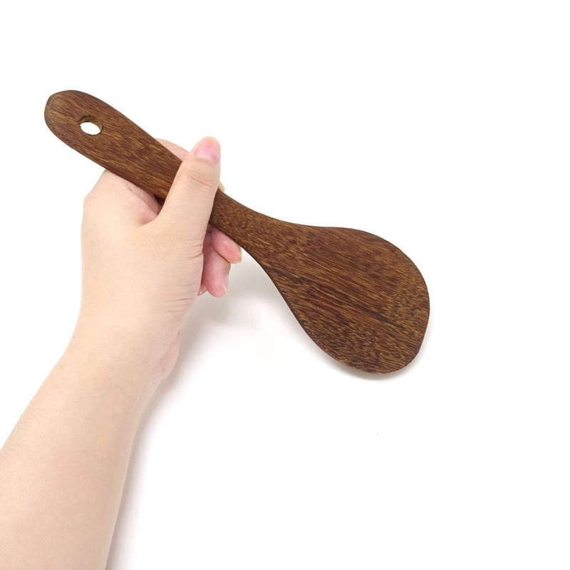 "Honbay 2PCS Wooden Rice Spoons Rice Paddles Rice Cooking Spatula