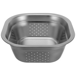 Cabilock Kitchen Colander Stainless Steel Fine Mesh Strainer Bowl Square Fruit Container Vegetable Drainer Basket Pasta Rice Food Draining Bowl Sifter Micro-Perforated Washing Basin 26cm