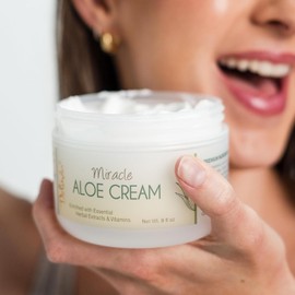 Delúvia Miracle Aloe Vera Cream (2 oz) For Soothing Eczema, Psoriasis, Sunburn, Rashes, Bug Bites. Hydrating Face, Body, Hand or Foot Daily Moisturizer For Dry Skin. Hydrating Lotion. Day or Night