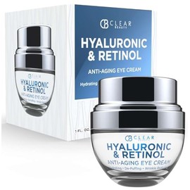 Clear Beauty- Crema coreana para ojos con ácido hialurónico y retinol para ojeras, bolsas e hinchazón hidratante y antiedad                           