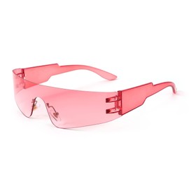 FEISEDY Futuristic Visor Punk Sunglasses Rimless One Piece Goggles Miorred Shades Women Men B2927