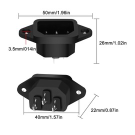XMSJSIY IEC320 C14 Panel Mount AC Power Plug Adapter 250V 10A C14 Male 3Pin Power Socket Connector 3 Pin Terminals Chassis Panel IEC C14 Inlet Module Power Socket Straight -10 PCS