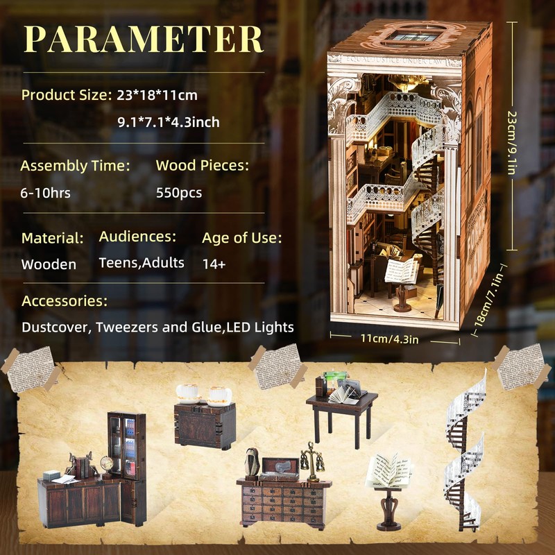 MiniCity DIY Book Nook Kit for Adults, 3D Wooden Puzzle
