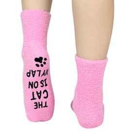KOOOGEAR Funny Dog Socks Cat Socks,Great Gifts Ideals for Women Mum Girlfriend Gifts Novelty Fluffy Socks for Dog (UK, Numeric, 4, 7, Regular, Regular, Pink-Cat)
