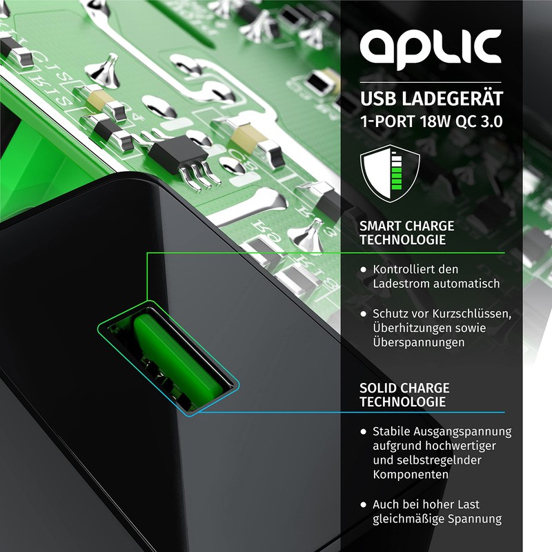 CSL USB Charger with Quick Charge Black