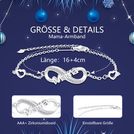 CheersLife Gifts for Mum, Mother's Day Gift for New Mother from Daughter Son, Infinity Bracelet with Engraving Mum Mother Gift, Christmas Gifts, Birthday Gift, Stainless Steel, Bead