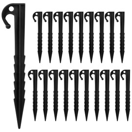 Kioiner 20 Pcs Plastic Tent Pegs, 5.7inch Tent Stakes Durable Ground Tent Pegs Camping Caravan Pegs Outdoor Yard Ground Anchor for Garden Outdoor Camping Tents Awning Weed Mat Hammocks Canopy Stakes Garden Netting (Black)