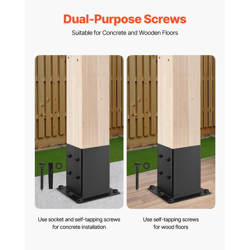 VEVOR 6x6 Post Base 4 Pcs, Inner Size 5.6x5.6 inch