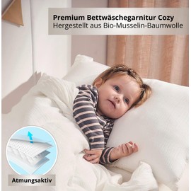 ALAVYA HOME® Children's Bed Linen, 135 x 200 cm, 2-Piece | ÖkoTex Certified & Suitable for Allergy Sufferers | Muslin Bed Linen Children's Set with 1 Duvet Cover 200 x 135 cm and 1 Pillowcase 80 x 80