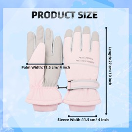 Andiker Women Ski Gloves, Touchscreen Waterproof Windproof Thermal Gloves Thicken Plush Lining Warm Winter Gloves for Skiing (Pink, One Size)