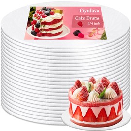 10 Inch Cake Drum, Cake Boards 10 Inch Round, 1/4" White 8in 10in 12in 14in Cake Drums Cardboard Base Board Circles for Pizza Wedding, 2 Pack