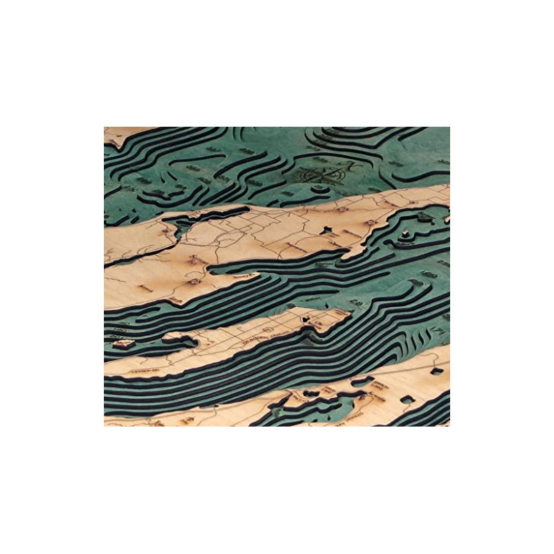 Grand Traverse Bay 3-D Nautical Wood Chart, 16" x 20"
