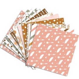 VIVIQUEN 24 Pack Boho Pattern Double-Sided Paper, 12-inches Bohemia Beige Scrapbook Specialty Craft Paper Folded Flat for DIY Background Card Art Craft Making Scrapbook Photo Album Decor